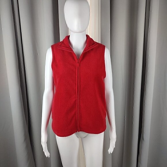 Karen Scott Jackets & Blazers - Karen Scott Red Full Zip Fleece Vest. Size Medium